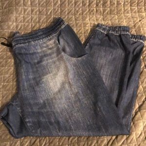 “Lucy IndiGO Do Everything Joggers”- Stretch Faux Denim